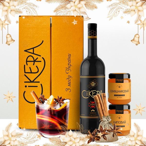 Мulled wine kit (Cikera Red + 2 jars of honey + bag of  spices